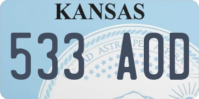 KS license plate 533AOD