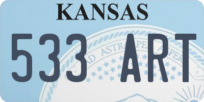 KS license plate 533ART