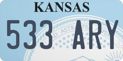 KS license plate 533ARY