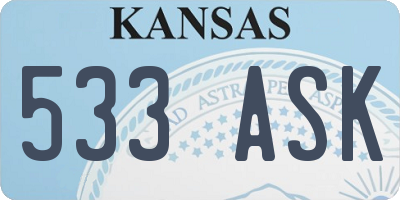 KS license plate 533ASK