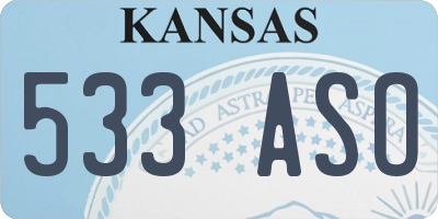 KS license plate 533ASO