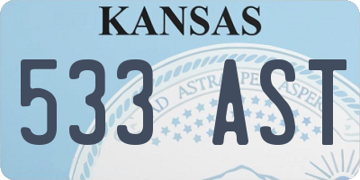 KS license plate 533AST