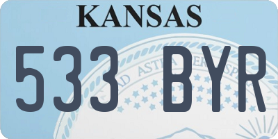 KS license plate 533BYR