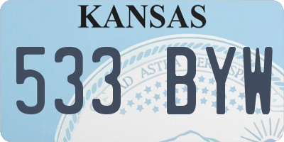 KS license plate 533BYW