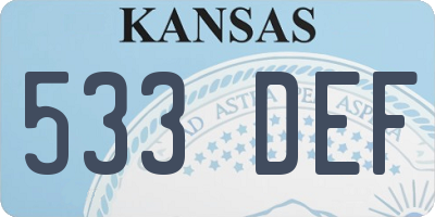 KS license plate 533DEF
