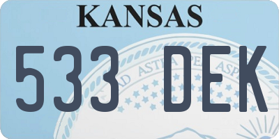 KS license plate 533DEK