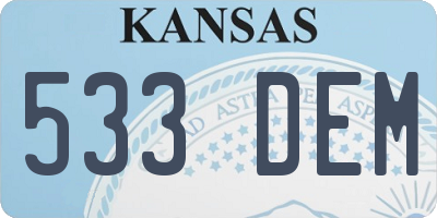 KS license plate 533DEM