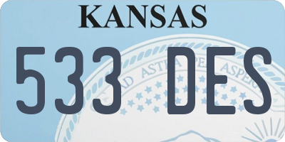 KS license plate 533DES