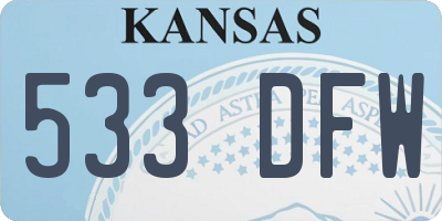 KS license plate 533DFW