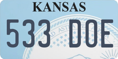 KS license plate 533DOE