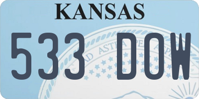 KS license plate 533DOW