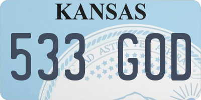 KS license plate 533GOD
