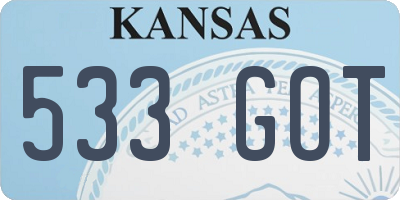KS license plate 533GOT
