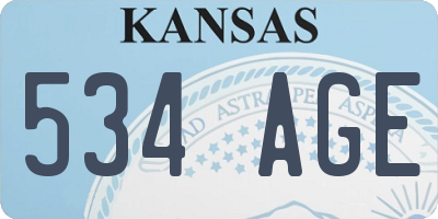 KS license plate 534AGE