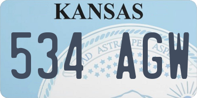 KS license plate 534AGW