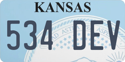 KS license plate 534DEV