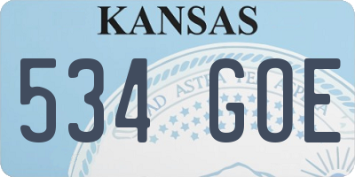 KS license plate 534GOE