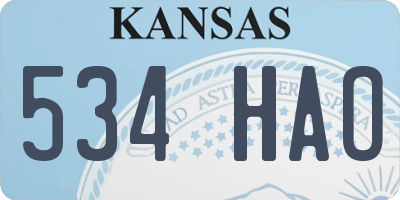 KS license plate 534HAO