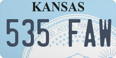 KS license plate 535FAW