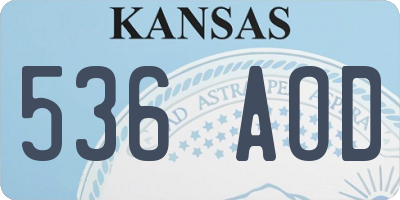 KS license plate 536AOD