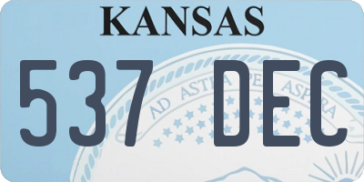 KS license plate 537DEC