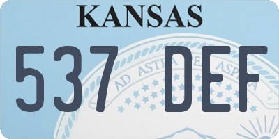 KS license plate 537DEF
