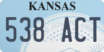 KS license plate 538ACT