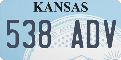KS license plate 538ADV