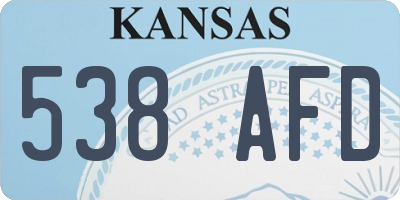 KS license plate 538AFD