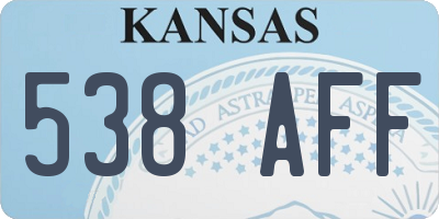 KS license plate 538AFF