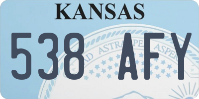 KS license plate 538AFY