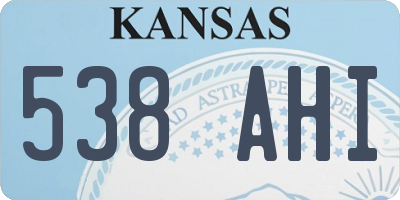 KS license plate 538AHI