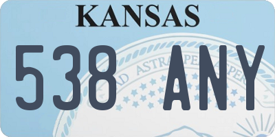 KS license plate 538ANY