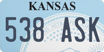 KS license plate 538ASK