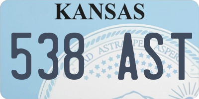 KS license plate 538AST