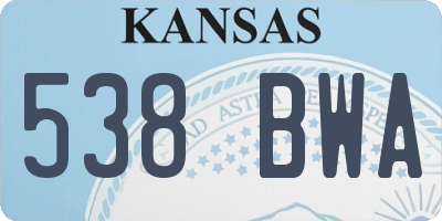 KS license plate 538BWA