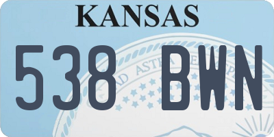 KS license plate 538BWN