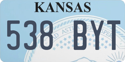 KS license plate 538BYT
