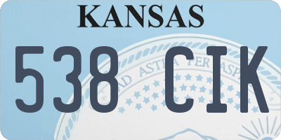 KS license plate 538CIK