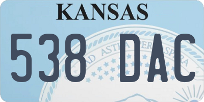 KS license plate 538DAC