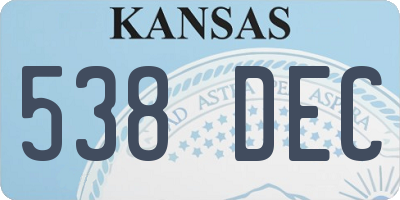 KS license plate 538DEC