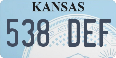KS license plate 538DEF