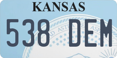 KS license plate 538DEM