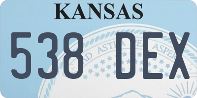 KS license plate 538DEX