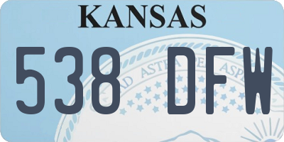 KS license plate 538DFW