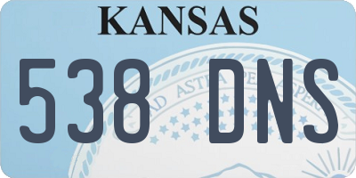 KS license plate 538DNS