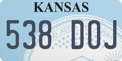 KS license plate 538DOJ