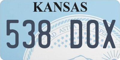 KS license plate 538DOX