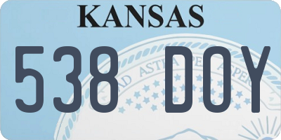 KS license plate 538DOY