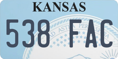 KS license plate 538FAC